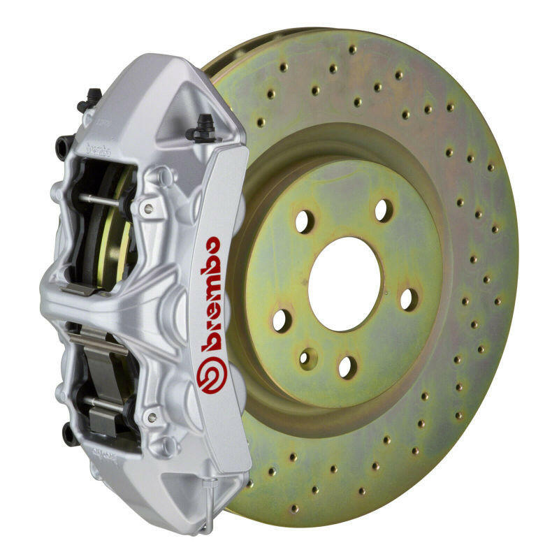 Brembo 05-14 Mustang GT Excl non-ABS Equipped Fr GT BBK 6Pist Cast 355x32 1pc Rtr Slot Type1-Black Brake Kits - Performance Slot Brembo