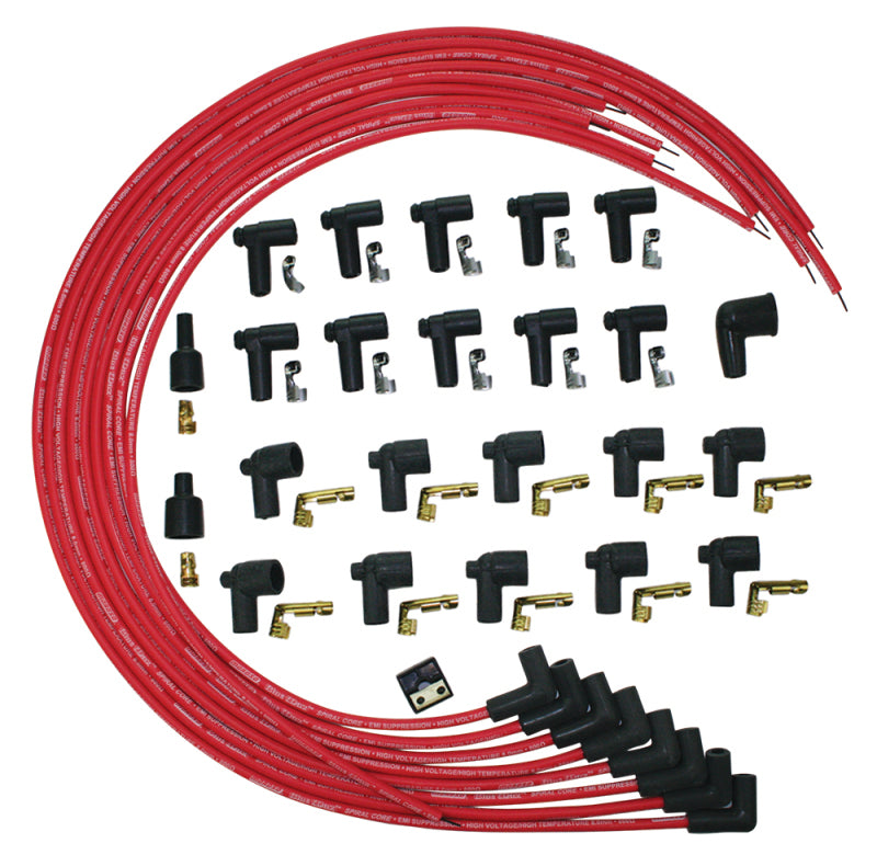 Moroso Universal Ignition Wire Set - Blue Max - Spiral Core - Unsleeved - 90 Degree - Red Spark Plug Wire Sets Moroso