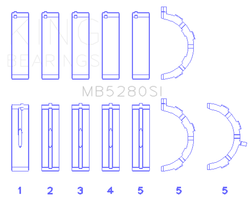 King Engine Bearings Ford 281CI/330CI 4.6L/5.4L V8 (Size +0.5) Main Bearing Set Bearings King Engine Bearings