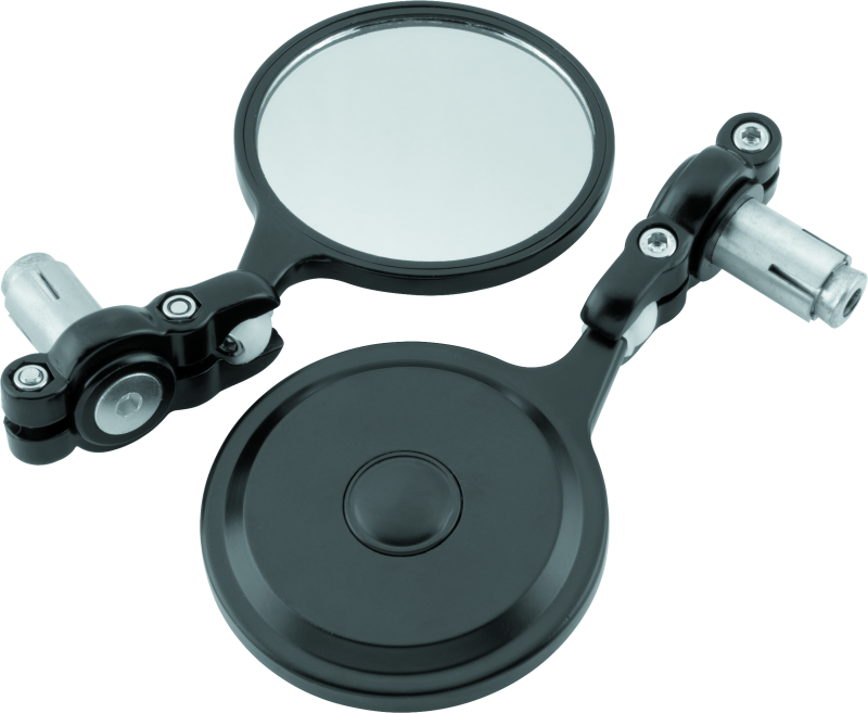 BikeMaster Barend Mirror Folding 7/18in Handlebars - Pair - Black Side Mirrors BikeMaster