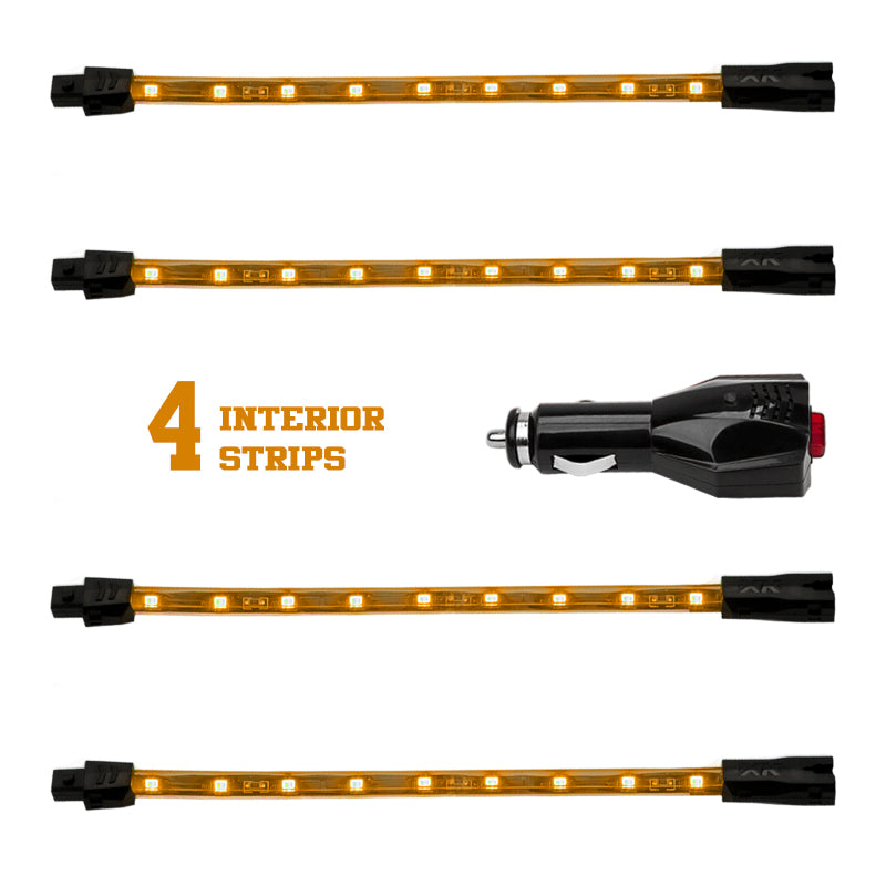 XK Glow Single Color XKGLOW UnderglowLED Accent Light Car/Truck Kit Amber - 4x8In Light Accessories and Wiring XKGLOW