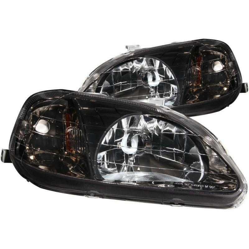 ANZO 1999-2000 Honda Civic Crystal Headlights Gun-Metal Gray Headlights ANZO