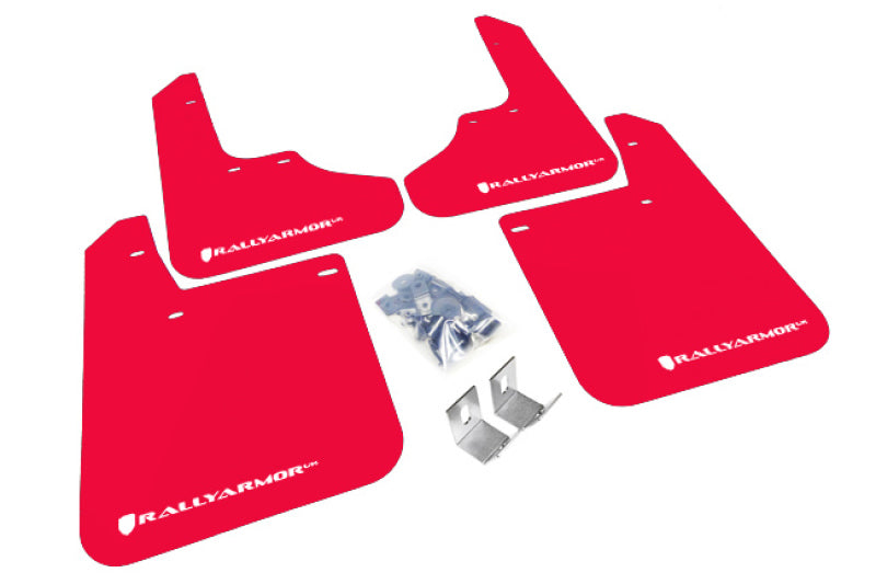Rally Armor 93-01 Subaru Impreza RS Red UR Mud Flap w/ White Logo Mud Flaps Rally Armor
