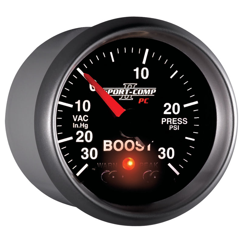 Autometer Sport-Comp II 52mm 30 IN HG / 30 PSI Electronic Boost/Vacuum Gauge Gauges AutoMeter