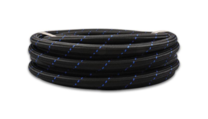 Vibrant -6 AN Two-Tone Black/Blue Nylon Braided Flex Hose (5 foot roll) Hoses Vibrant