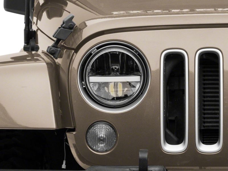 Raxiom 97-18 Jeep Wrangler TJ & JK Axial 7-In LED Headlights w/ DRL - Black Housing (Clear Lens) Headlights Raxiom