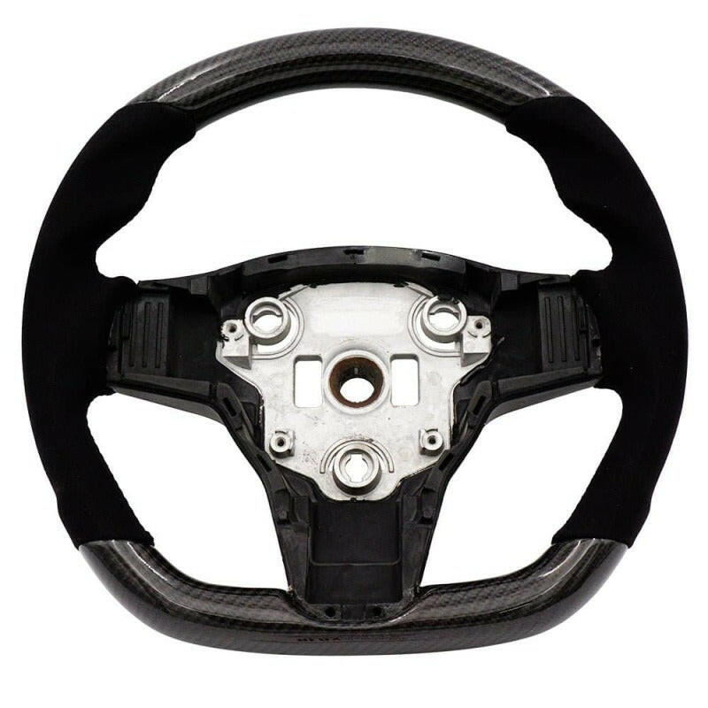 BLOX Racing Tesla Model 3 and Y Carbon/Alcantara Steering Wheel Red Stitching Steering Wheels BLOX Racing