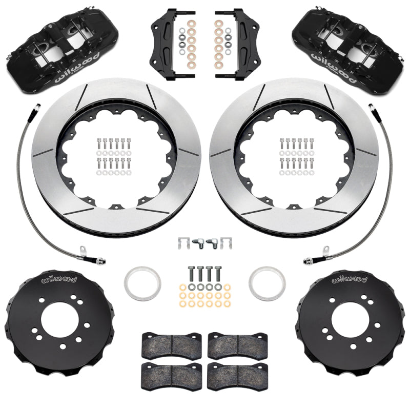 Wilwood 99-02 Nissan Skyline Aerolite 6R Front BBK w/ 14in Slotted Rotors & Flexlines - Black Big Brake Kits Wilwood