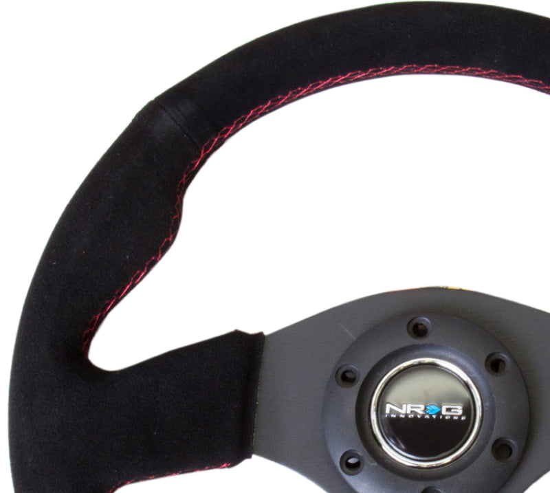 NRG Reinforced Steering Wheel (320mm) Suede w/Red Stitch Steering Wheels NRG