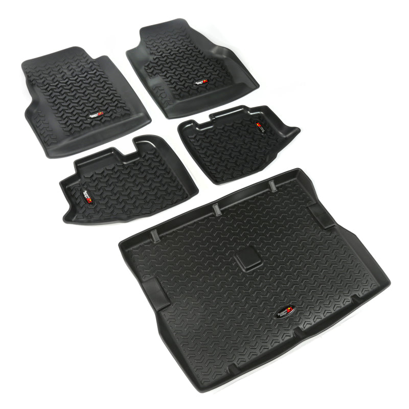 Rugged Ridge Floor Liner Front/Rear/Cargo Black 1997-2006 Jeep Wrangler TJ Floor Mats - Rubber Rugged Ridge