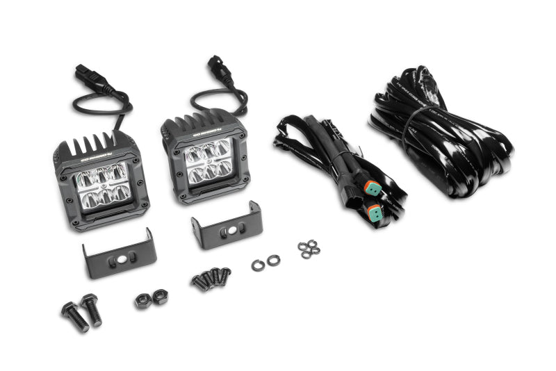 Go Rhino Xplor Bright Series Cube LED Spot Light Kit (Surface/Threaded Stud Mount) 3x3 - Blk (Pair) Light Bars & Cubes Go Rhino