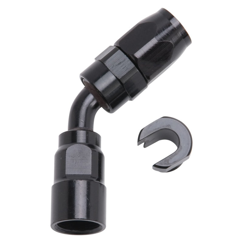 Russell Performance 5/16in SAE Quick Disc Female to -6 Hose Black 45 Degree Hose End Fittings Russell