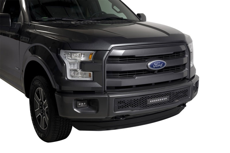 Putco 15-17 Ford F-150 - SS Black Punch Design w/ 10in Luminix Light bar Bumper Grille Inserts Grilles Putco
