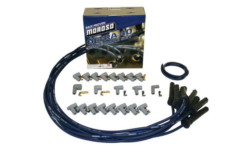 Moroso Universal Ignition Wire Set - Ultra 40 - Unsleeved - Straight - Pro-Boot - Blue Spark Plug Wire Sets Moroso