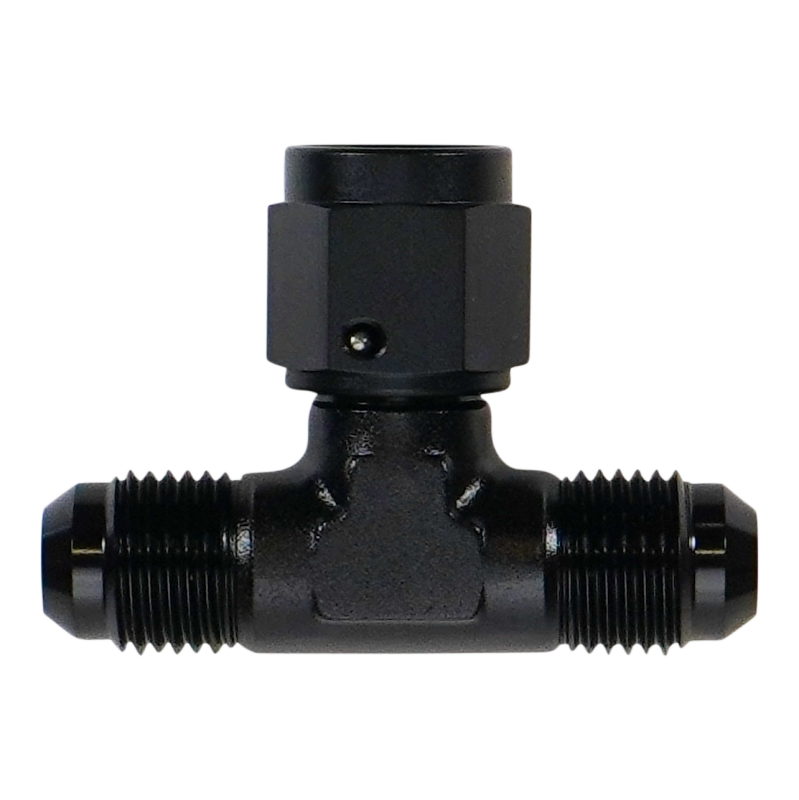 DeatschWerks 6AN Male Flare to Female Flare Swivel Tee on 90 Fittings DeatschWerks