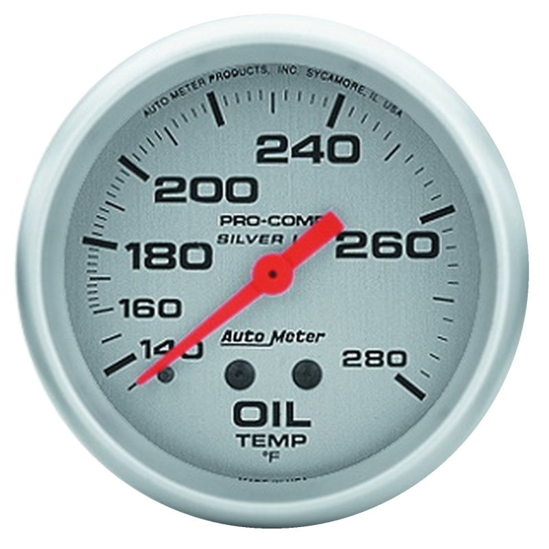 AutoMeter Gauge Oil Temp 2-5/8in. 140-280 Deg. F 8ft. Liquid Filled Mech Ultra-Lite Gauges AutoMeter