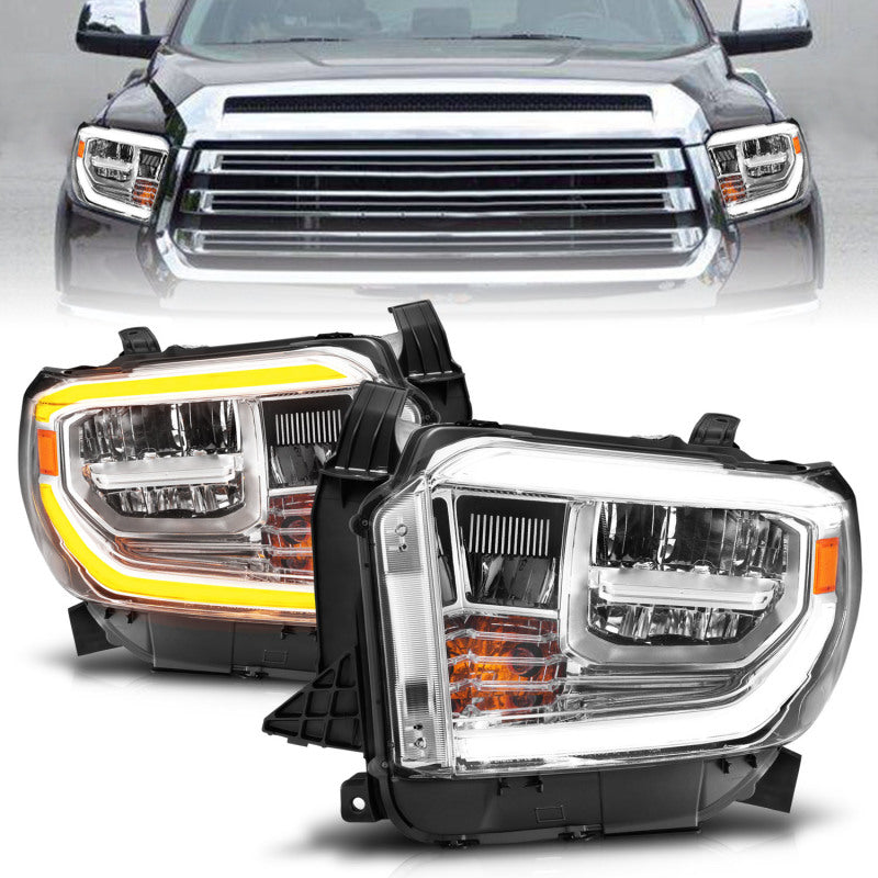 ANZO 2014-2017 Toyota Tundra LED Crystal Headlights w/ Switchback Chrome Housing w/ DRL Headlights ANZO
