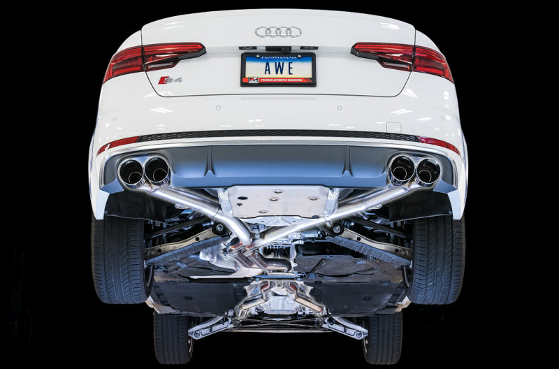 AWE Tuning Audi B9 S4 Track Edition Exhaust - Non-Resonated (Silver 102mm Tips) Catback AWE Tuning