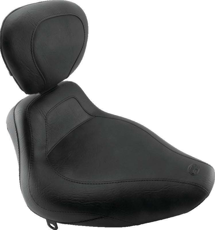 Mustang 84-06 Harley Standard Rear Tire Harley Sport Touring Solo Seat w/Driver Backrest - Black Solo Motorcycle Seats Mustang Motorcycle