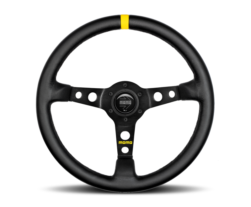 Momo MOD07 Steering Wheel 350 mm - Black Leather/Black Spokes/1 Stripe Steering Wheels MOMO