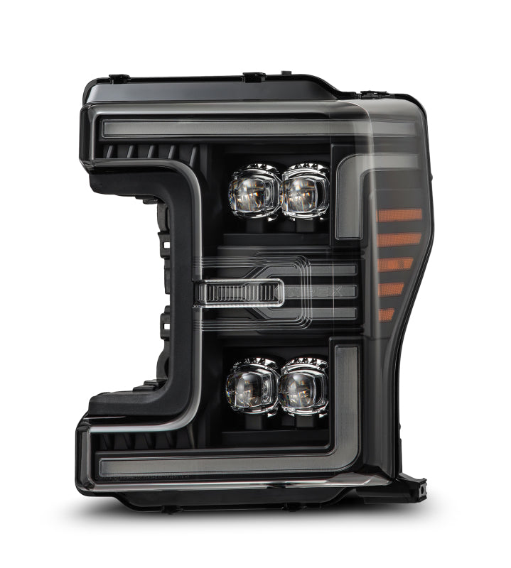 AlphaRex 17-19 Ford F-250/350/450 SD NOVA-Series LED Proj Headlights Alpha-Bk w/Acv Light SS & SBDRL Headlights AlphaRex