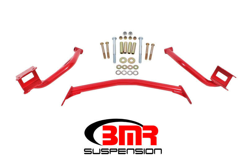 BMR 79-04 Fox Mustang Tubular Style Upper Torque Box Reinforcement Plates - Red Diff Braces BMR Suspension