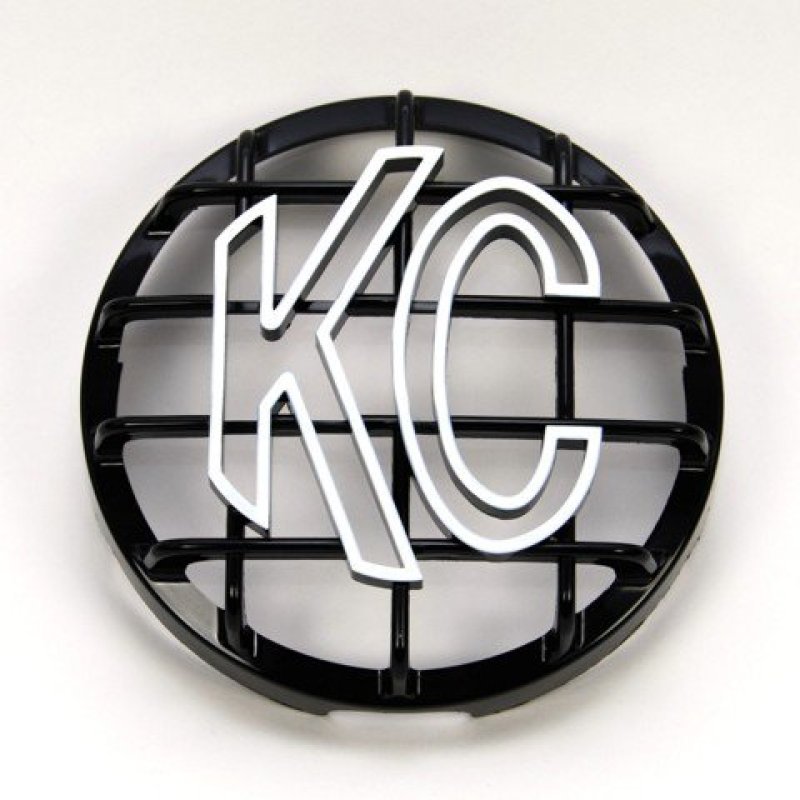 KC HiLiTES 6in. Round ABS Stone Guard for SlimLite/Daylighter Lights (Single) - Black/White KC Logo Light Covers and Guards KC HiLiTES