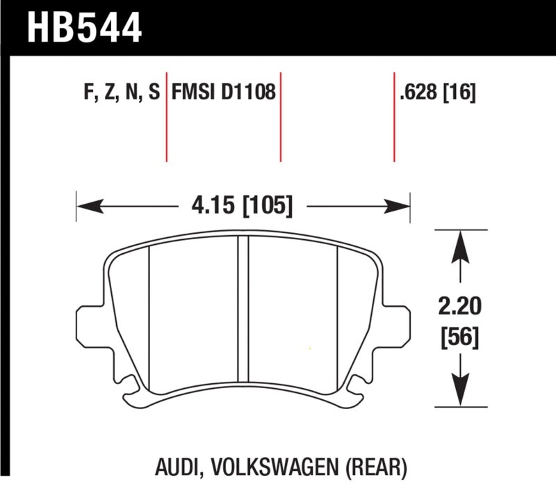 Hawk 06 Audi A6 Quattro Avant/06-09 A6 Quattro HT-10 Rear Brake Pads Brake Pads - Racing Hawk Performance