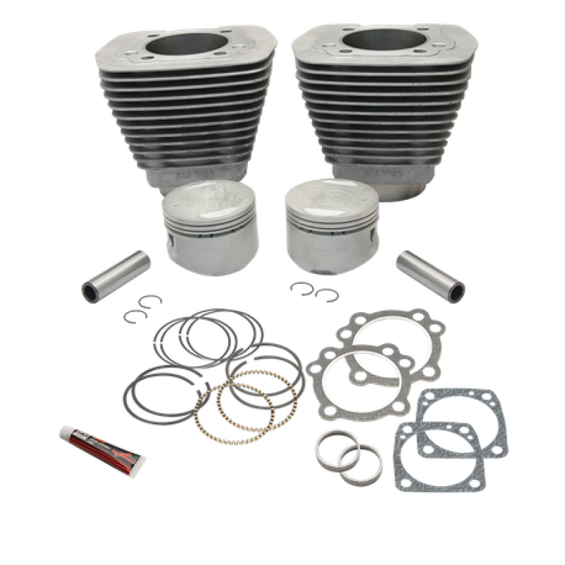 S&S Cylinder 84-99 BT w/Super Stock Cylinder Heads 89in 3 1/2in Bore Cylinder & Piston Kit - Natural Piston Sets - Powersports S&S Cycle