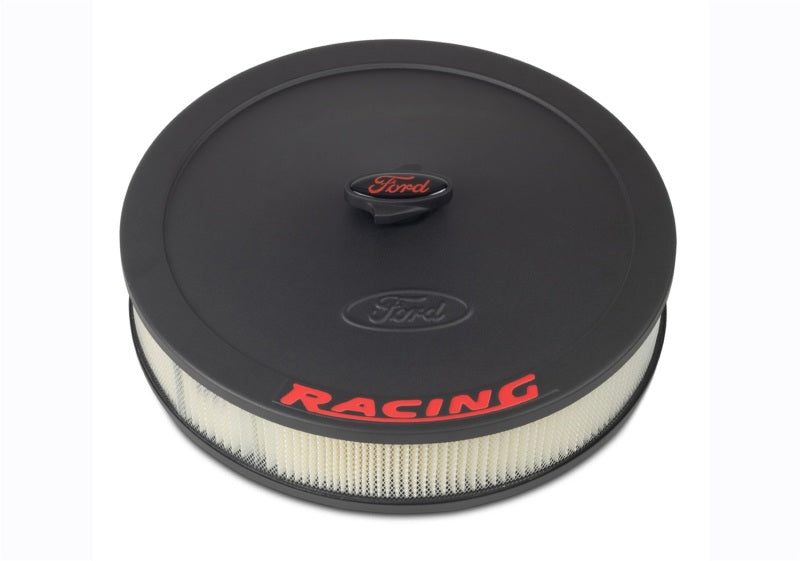 Ford Racing Air Cleaner Kit - Black Crinkle Finish w/ Red Emblem Air Filters - Universal Fit Ford Racing