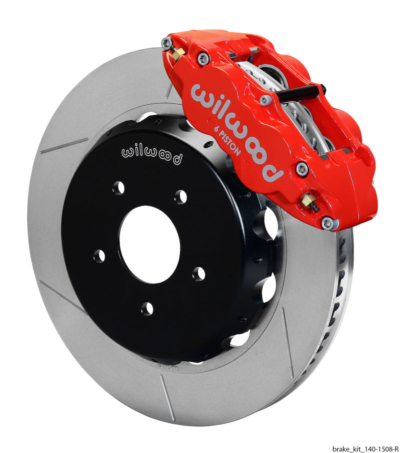 Wilwood Narrow Superlite 6R Dust Seal Front Hub Kit 14.00in Red w/ Lines 04-06 GTO Big Brake Kits Wilwood