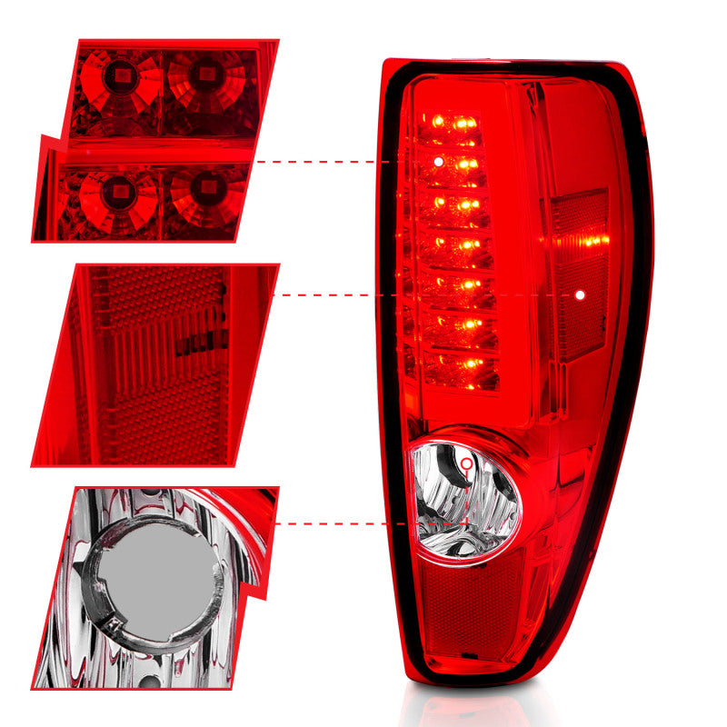 ANZO 2004-2012 Chevrolet Colorado/ GMC Canyon LED Tail Lights w/ Light Bar Chrome Housing Red/Clear Tail Lights ANZO