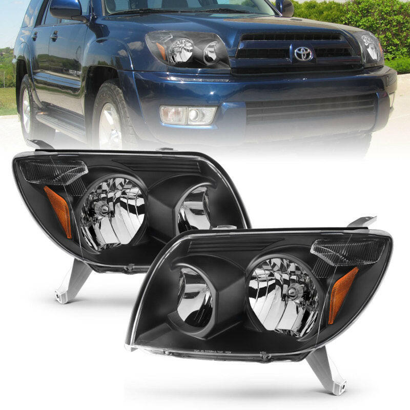 ANZO 2003-2005 Toyota 4Runner Crystal Headlights Black Headlights ANZO