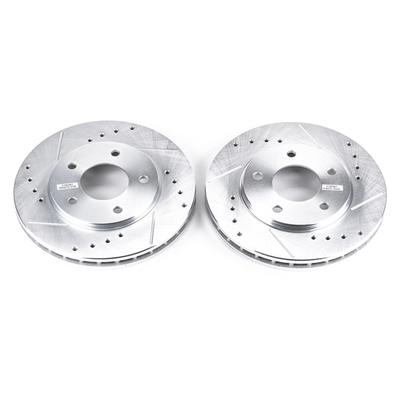 Power Stop 88-95 Buick Regal Front Drilled & Slotted Rotor - Pair Brake Rotors - Slot & Drilled PowerStop