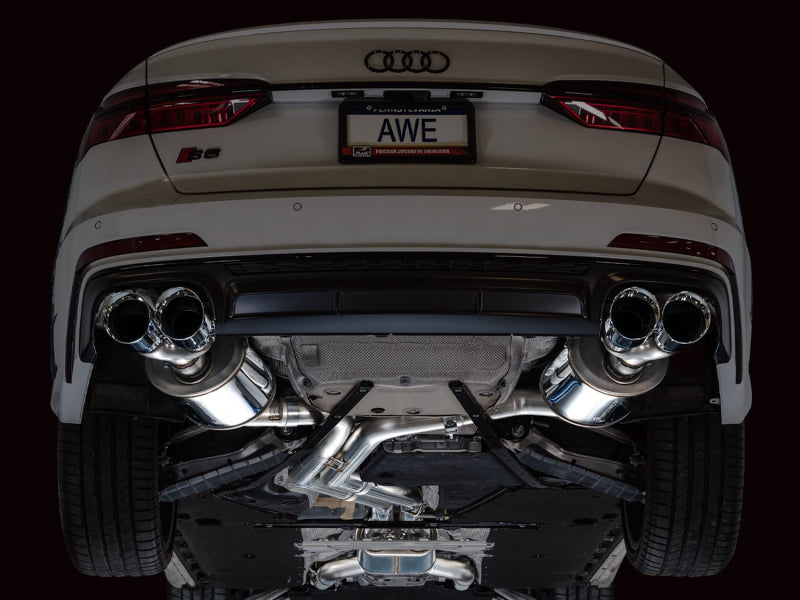 AWE Tuning 19-23 Audi C8 S6/S7 2.9T V6 AWD Touring Edition Exhaust - Chrome Silver Tips Catback AWE Tuning