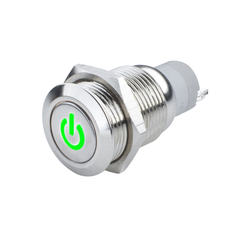 Oracle Pre-Wired Power Symbol Momentary Flush Mount LED Switch - Green Light Accessories and Wiring ORACLE Lighting