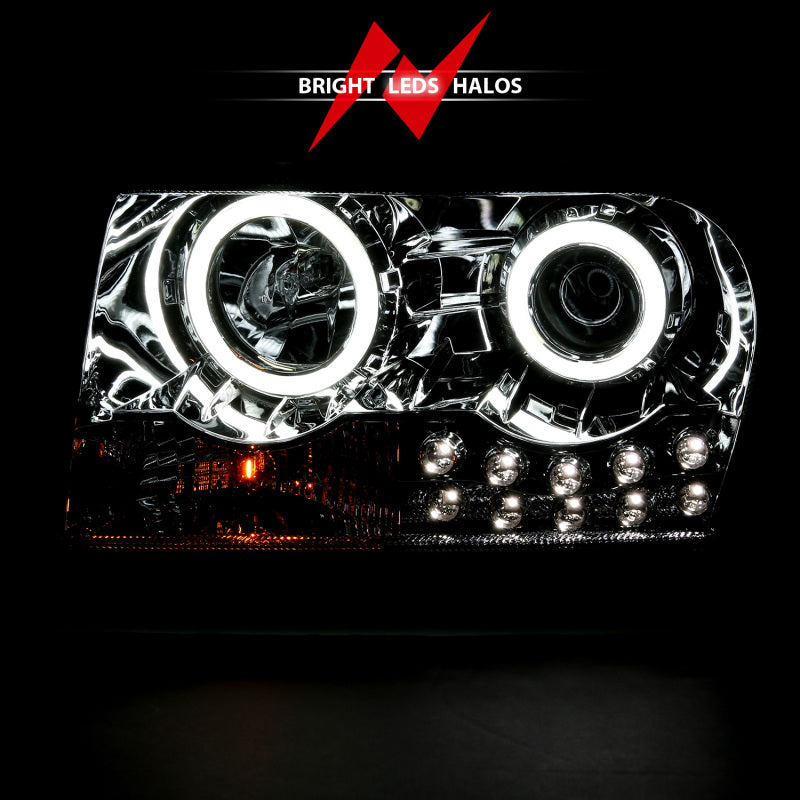 ANZO 2005-2010 Chrysler 300 Projector Headlights w/ Halo Chrome Headlights ANZO