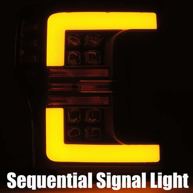 AlphaRex 17-19 Ford F-250 SD NOVA LED Proj Headlights Plank Style Gloss Blk w/Activ Light/Seq Signal Headlights AlphaRex