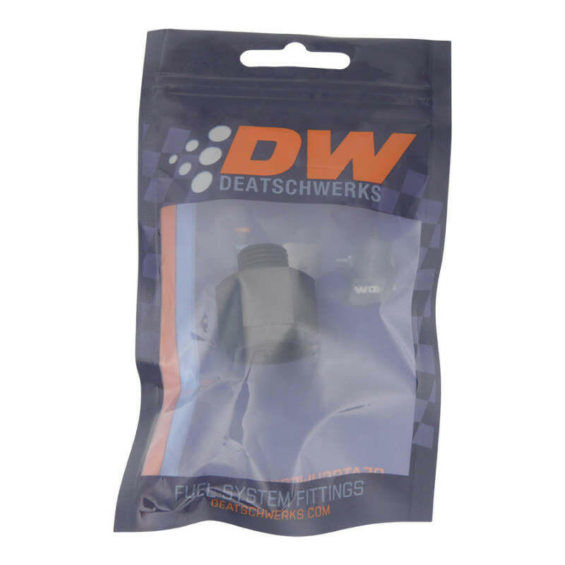 DeatschWerks 6AN ORB Male to M18 X 1.5 Metric Female (Incl O-Ring) - Anodized Matte Black Fittings DeatschWerks