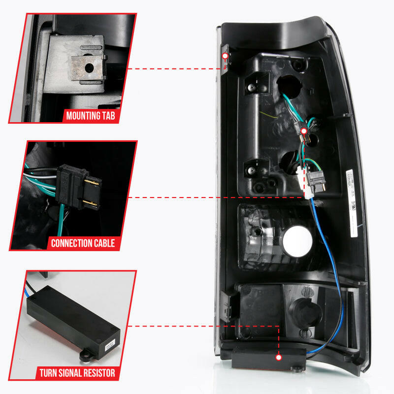 ANZO 2003-2006 Chevy Silverado 1500 LED Taillights Plank Style Black w/Smoke Lens Tail Lights ANZO