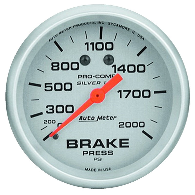 AutoMeter Gauge Brake Press 2-5/8in. 2000PSI Liquid Filled Mech Ultra-Lite Gauges AutoMeter