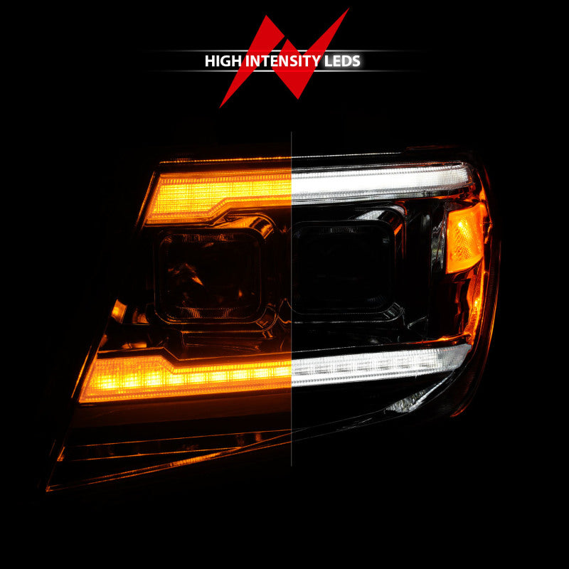 ANZO 09-20 Nissan Frontier Chrome Projector Plank Style DRL w/ Switchback & Sequential LED DRL Headlights ANZO