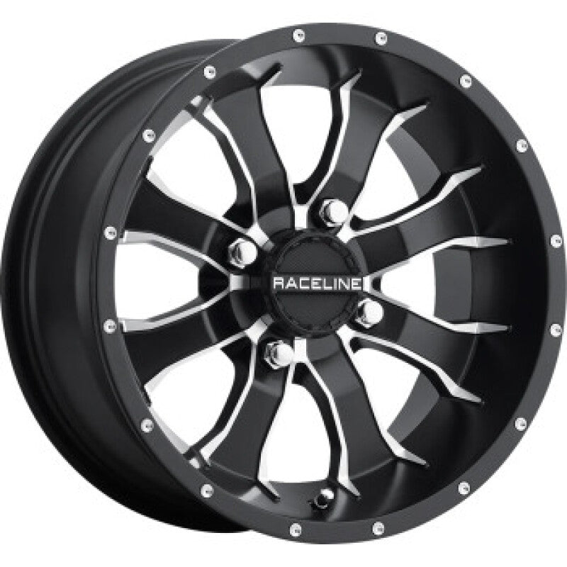 Raceline A77 Mamba 12x7in / 4x136.5 BP / -47mm Offset / 110.2mm Bore - Black & Machined Wheel Wheels - Cast Raceline