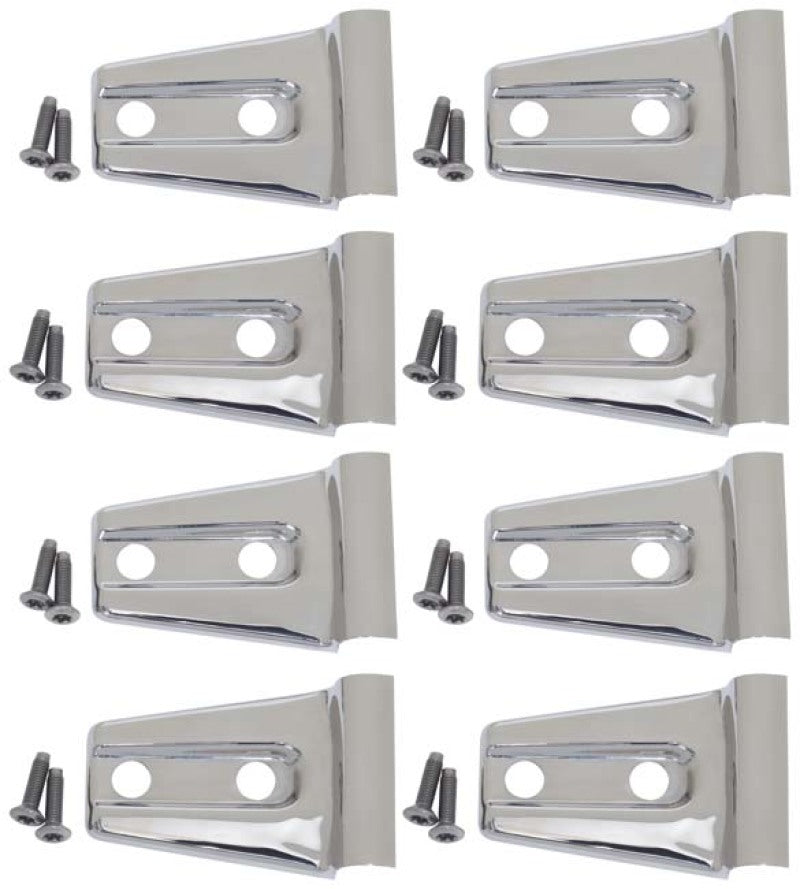 Kentrol 07-18 Jeep Wrangler JK Door Hinge Overlays 8 Pieces 4 Door - Polished Silver Doors Kentrol