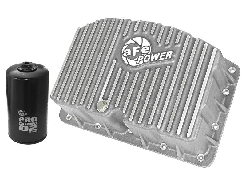 aFe Street Series Engine Oil Pan Raw w/ Machined Fins; 11-17 Ford Powerstroke V8-6.7L (td) Diff Covers aFe