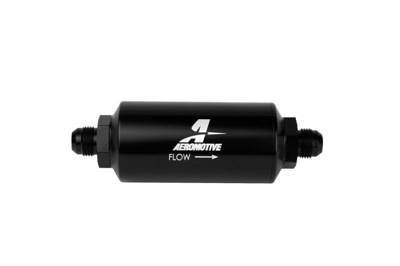 Aeromotive In-Line Filter - AN-08 size Male - 10 Micron Microglass Element - Bright-Dip Black Fuel Filters Aeromotive