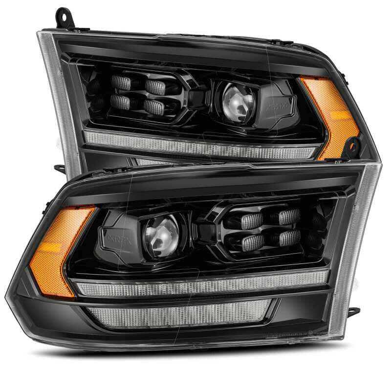 AlphaRex 09-18 Dodge Ram 1500HD PRO-Series Proj Headlights Plank Style Alpha Black w/Seq Signal/DRL Headlights AlphaRex