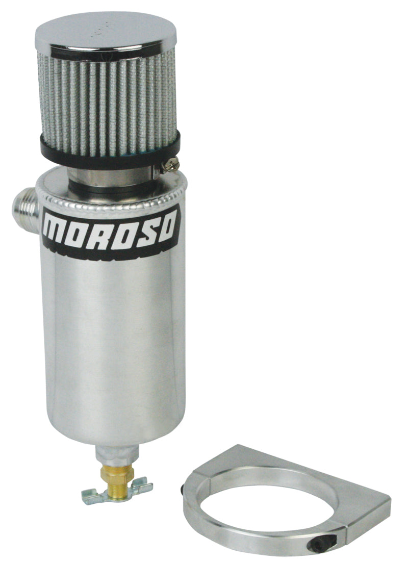 Moroso Breather Tank/Catch Can -12An Male Fitting - Billet Mounting Bracket - Aluminum Oil Catch Cans Moroso