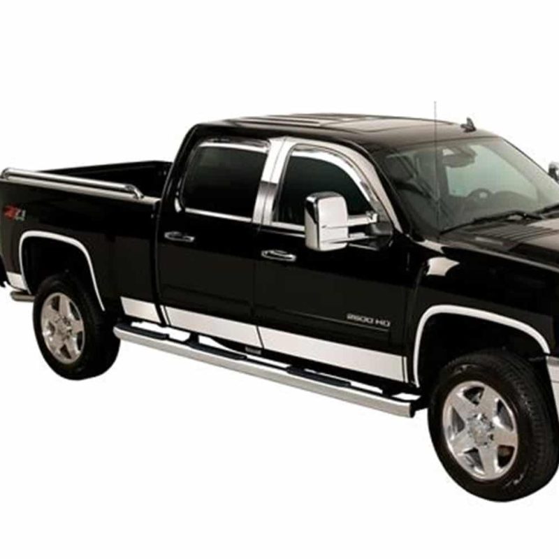 Putco 07-13 GMC Sierra Reg Cab 8ft Long Box - 6in Wide - 10pcs Stainless Steel Rocker Panels Body Armor & Rock Rails Putco