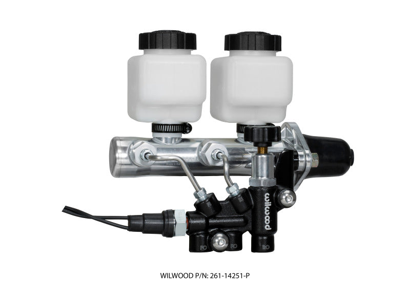 Wilwood Tandem Remote M/C Kit w L/H Bracket & Prop Valve - 1in Bore Ball Burnished Brake Master Cylinder Wilwood
